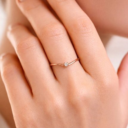 Foto anello Anima onda con diamante 0,01 ct oro rosa