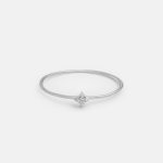 Anello Anima rigido castone rombo con diamante in oro bianco