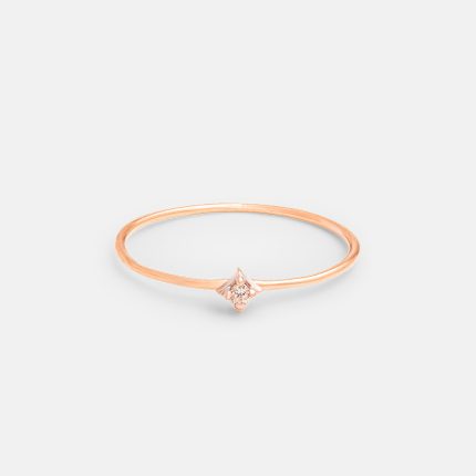 Anello Anima rigido castone rombo con diamante in oro rosa