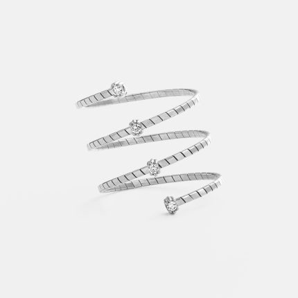 Anello spirale Origini due diamanti in oro bianco vista frontale