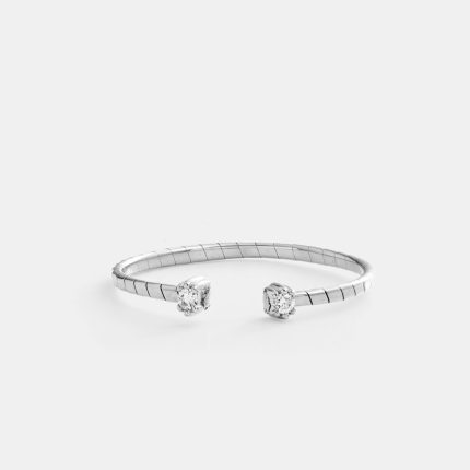 Anello Origini aperto due diamanti in oro bianco - vista frontale